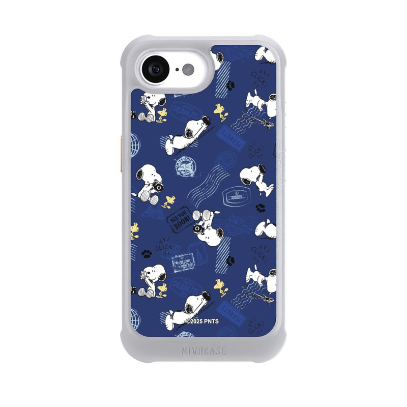 iPhone 17e NIVOmax Peanuts Travel Stamps Pattern Blue