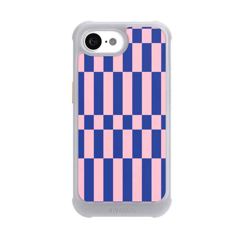 iPhone 17e NIVOmax Checked Abstract Bold Electric Blue and Pink Color Block