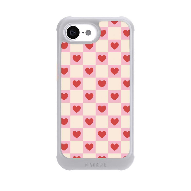 iPhone 17e NIVOmax Valentine Checked Hearts Pattern Pink