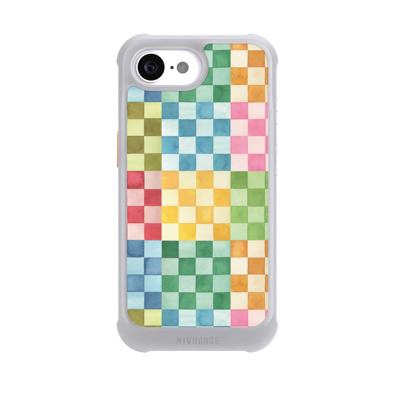 iPhone 17e NIVOmax Checkerboard Watercolor Chess Geometric Red