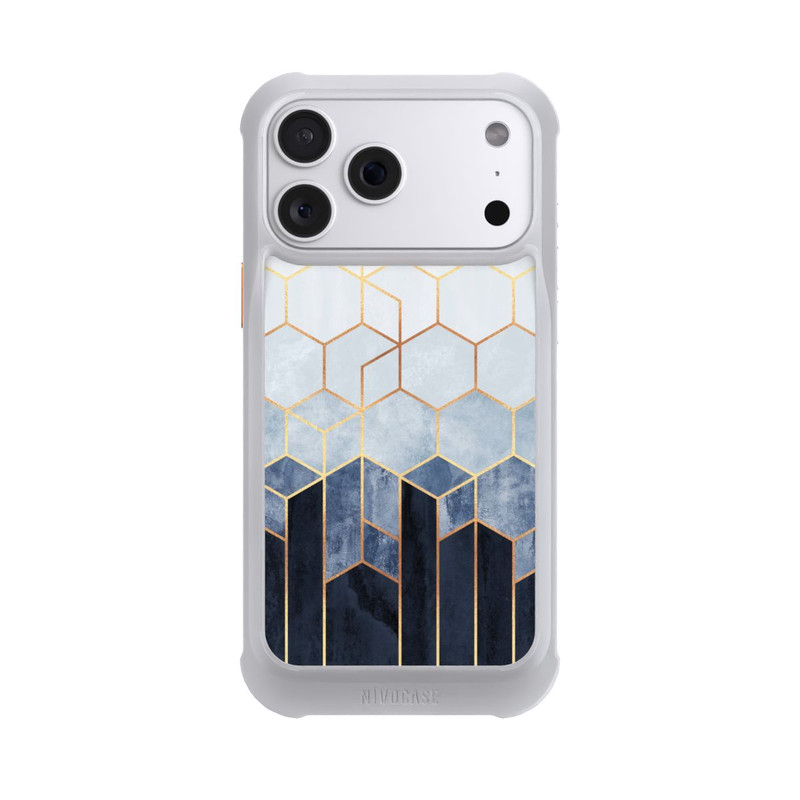 iPhone 18 Pro Max NIVOmax Impression d'or d'hexagones bleus doux