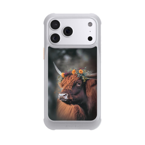 Apple iPhone 18 Pro Max NIVOmax Vache des Highlands avec des fleurs avec IA