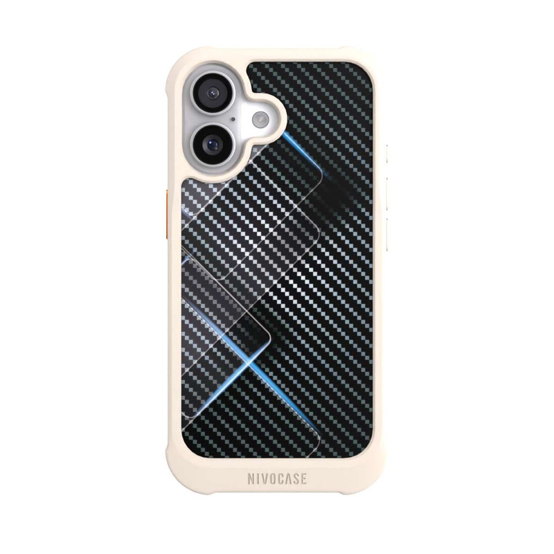 iPhone 17 NIVOmax Blaue Linien auf Karbon