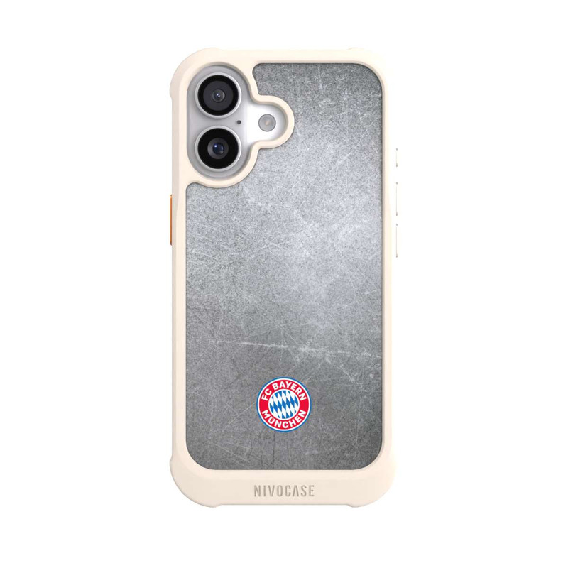 iPhone 17 NIVOmax Klassisches FCB Logo Klein - Bunt auf Metalllook