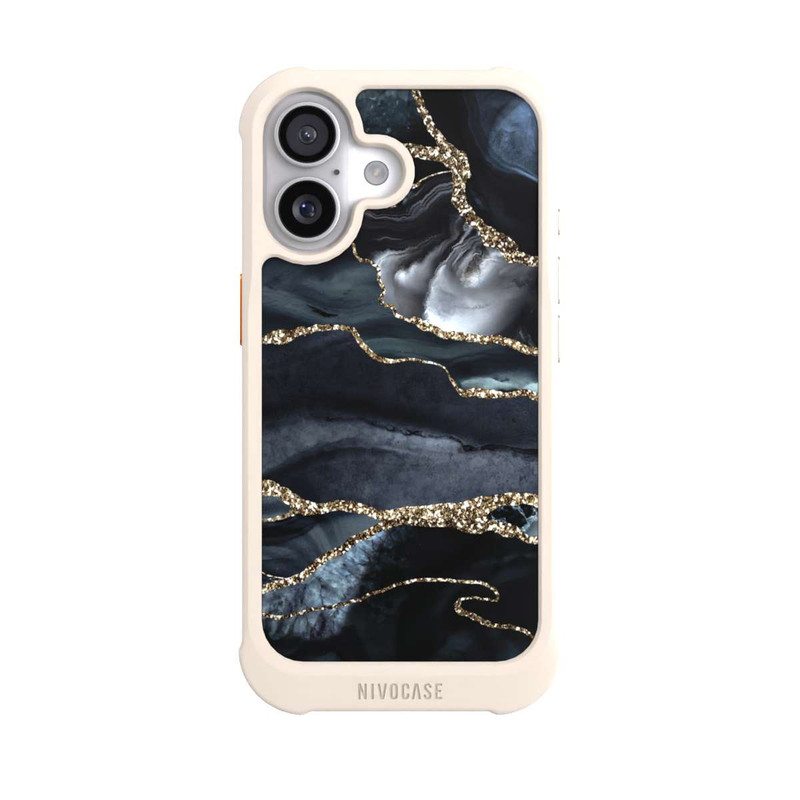 iPhone 17 NIVOmax Dunkler Marmor Gold Glitzerlook