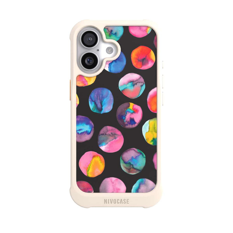 iPhone 17 NIVOmax Bunte Tintenmurmeln Punkte Schwarz