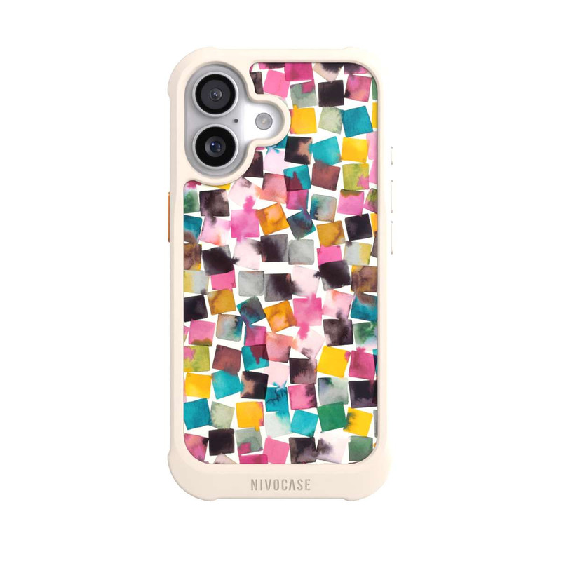 iPhone 17 NIVOmax Aquarell geometrische Plaids rosa