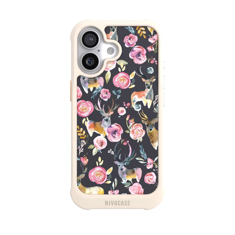 iPhone 17 NIVOmax Hirsche und Blumen Anthrazit