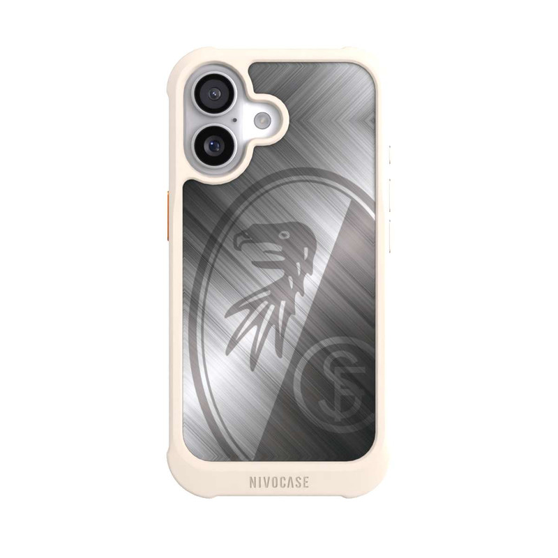 iPhone 17 NIVOmax SC Freiburg Glänzendes Metall Hintergrund