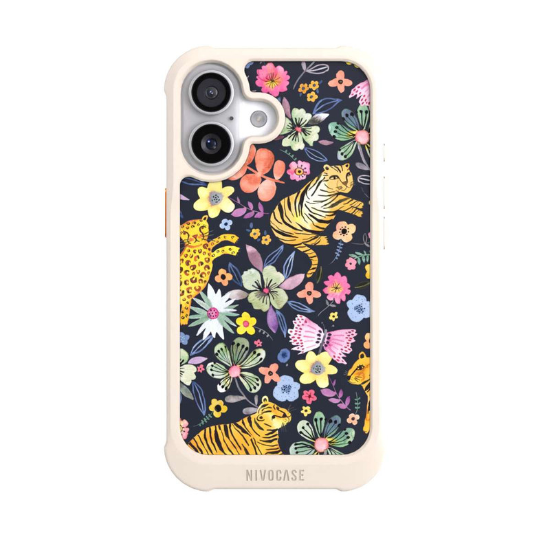 iPhone 17 NIVOmax Frühlingsblumen mit Tiger schwarz