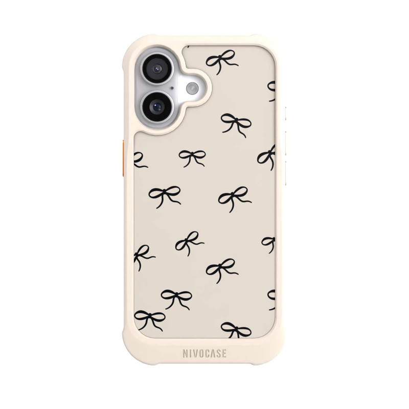 iPhone 17 NIVOmax Schleifen Muster Schwarz Beige