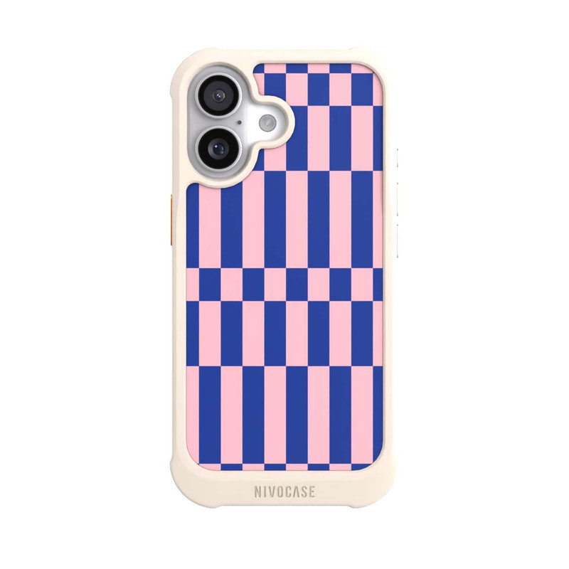 iPhone 17 NIVOmax Checked Abstract Bold Electric Blue and Pink Color Block