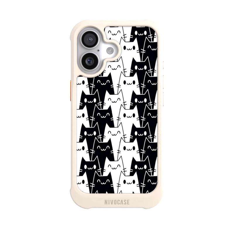 iPhone 17 NIVOmax Katzentapete Schwarz Weiß
