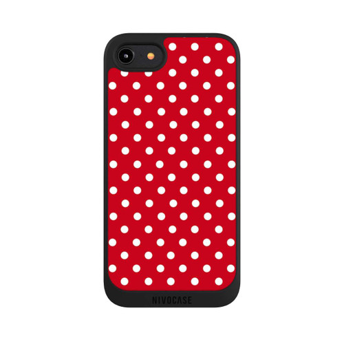 Apple iPhone 7 NIVOpure Polka Dots Dunkelrot und Weiß