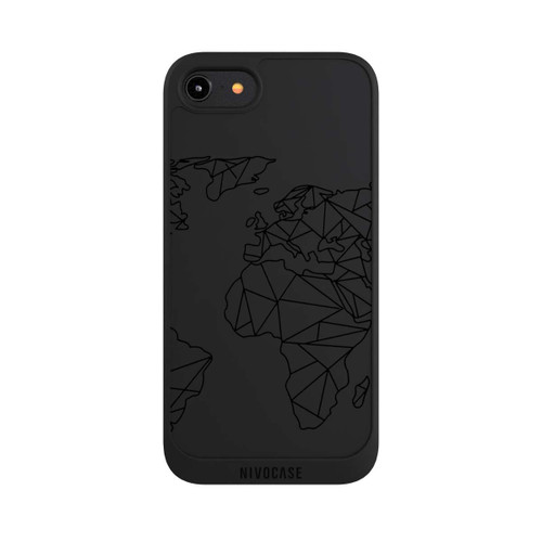 Apple iPhone 7 NIVOpure Polygon Weltkarte Schwarz ohne Hintergrund