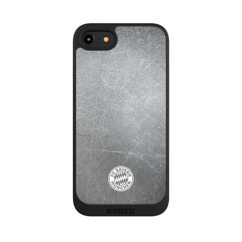 iPhone 7 NIVOpure Klassisches FCB Logo Klein - Weiß auf Metalllook