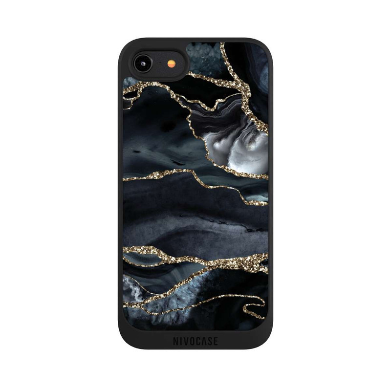 iPhone 7 NIVOpure Dunkler Marmor Gold Glitzerlook