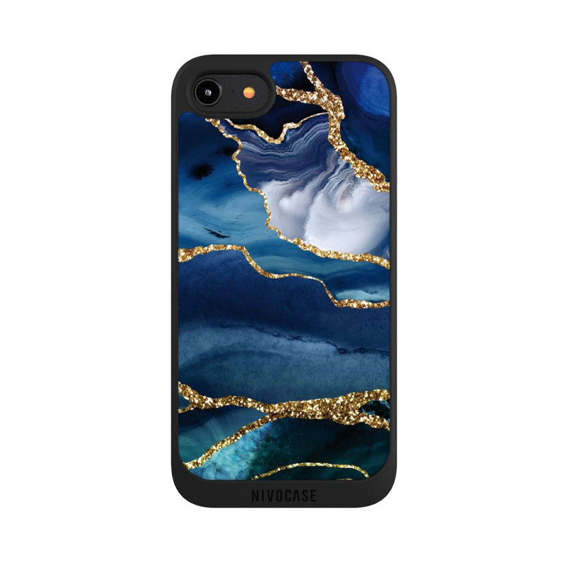 iPhone 7 NIVOpure Aspect marbre bleu pailleté doré
