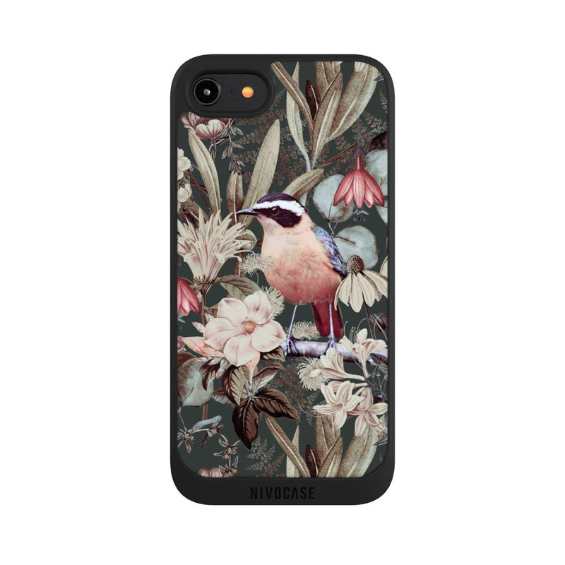 iPhone 7 NIVOpure Orangefarbener Vogel im Vintage Blumenmuster
