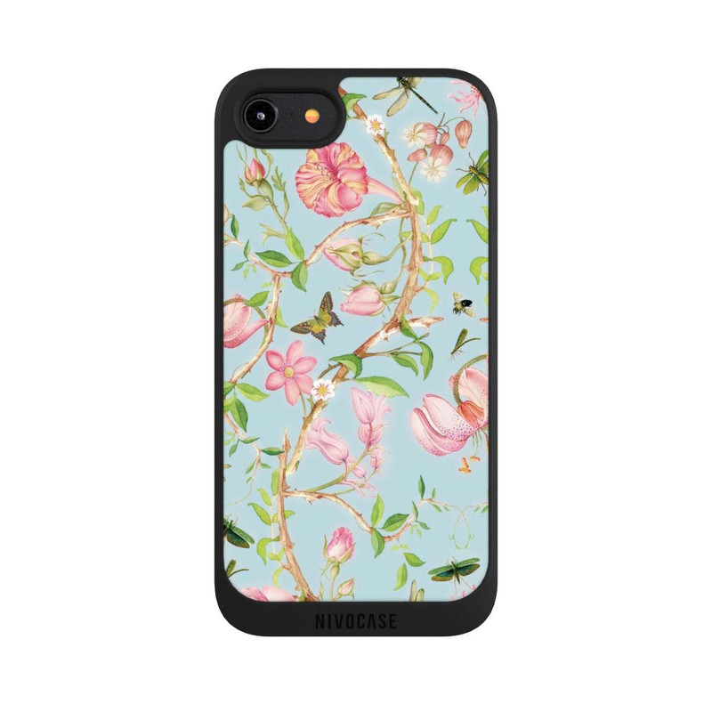 iPhone 7 NIVOpure Vintage botanische Blumen in blau