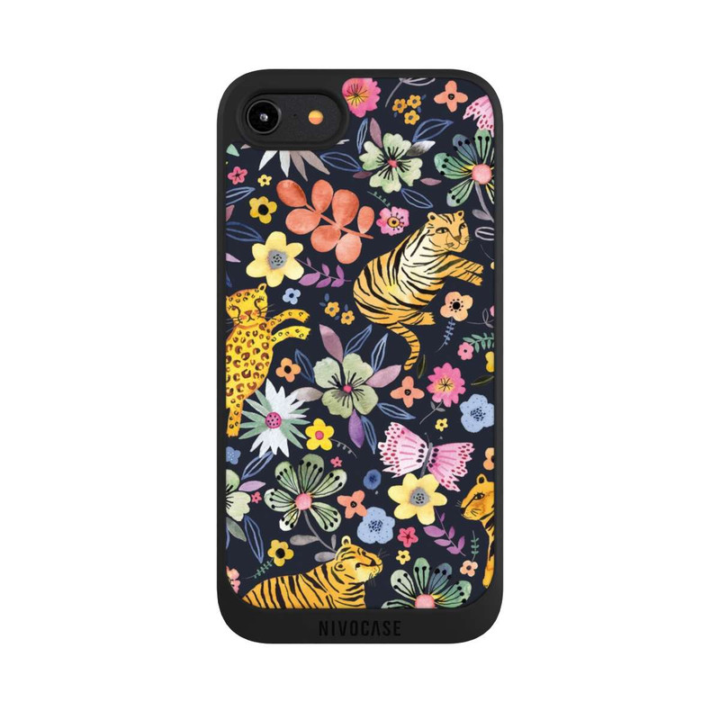 iPhone 7 NIVOpure Frühlingsblumen mit Tiger schwarz