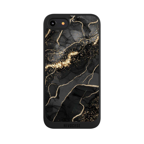 Apple iPhone 7 NIVOpure Dunkler Marmor Wirbel Goldoptik
