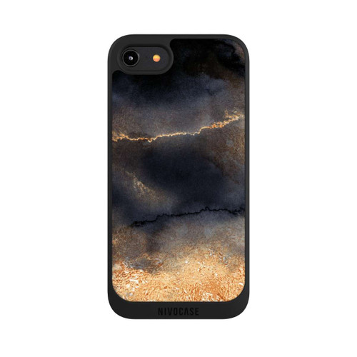 Apple iPhone 7 NIVOpure Look Marbre Noir &amp; Poussière d'Or