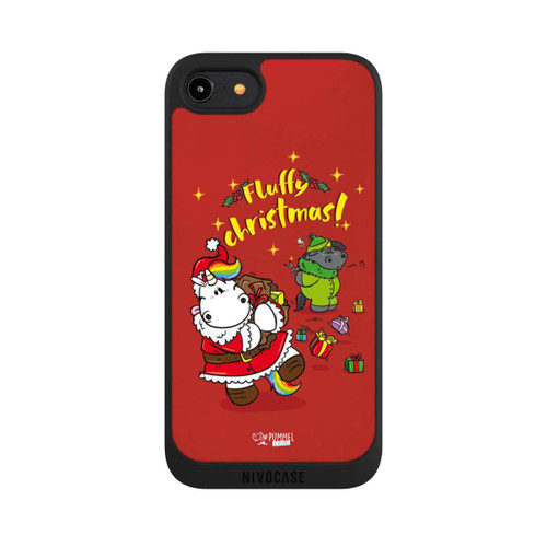 Apple iPhone 7 NIVOpure Pummeleinhorn Fluffy Christmas Rot