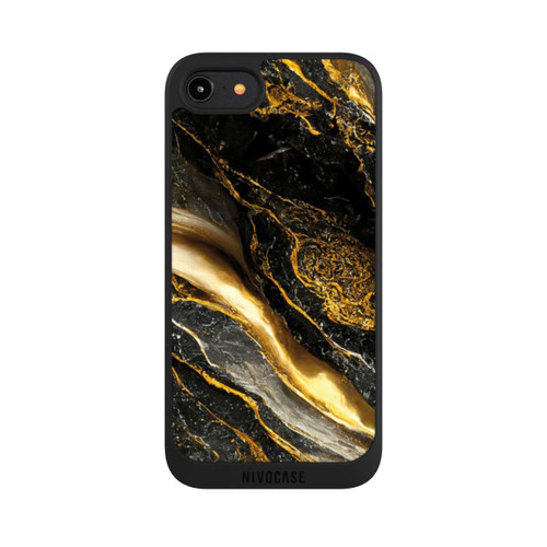 Apple iPhone 7 NIVOpure Schwarze Marmor Goldschichten