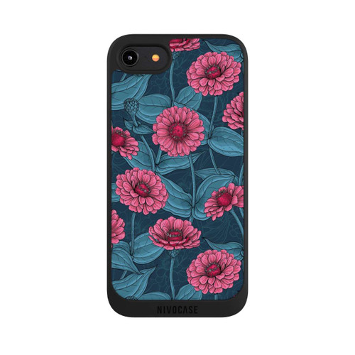 Apple iPhone 7 NIVOpure Rosa Blumen auf Blauem Hintergrund