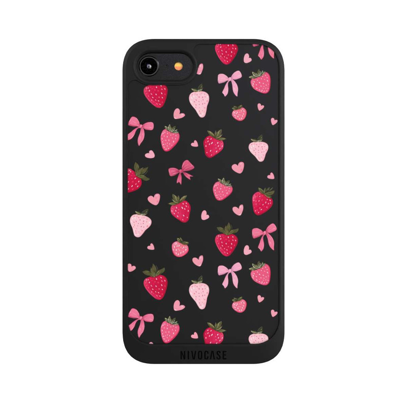 iPhone 7 NIVOpure Strawberry Ribbon Pattern Pink Transparent