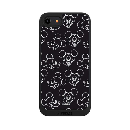Apple iPhone 7 NIVOpure Disney Mickey Faces Black Line Art Pattern