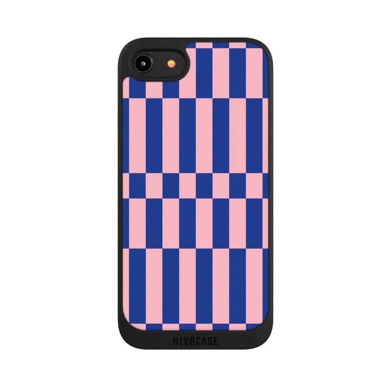 iPhone 7 NIVOpure Checked Abstract Bold Electric Blue and Pink Color Block