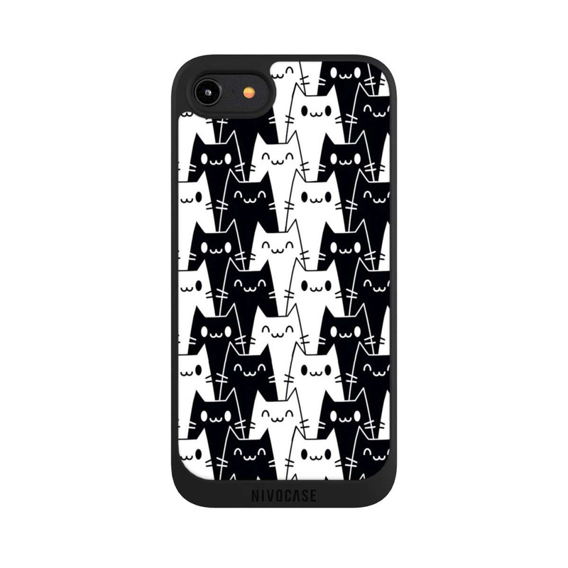 iPhone 7 NIVOpure Katzentapete Schwarz Weiß
