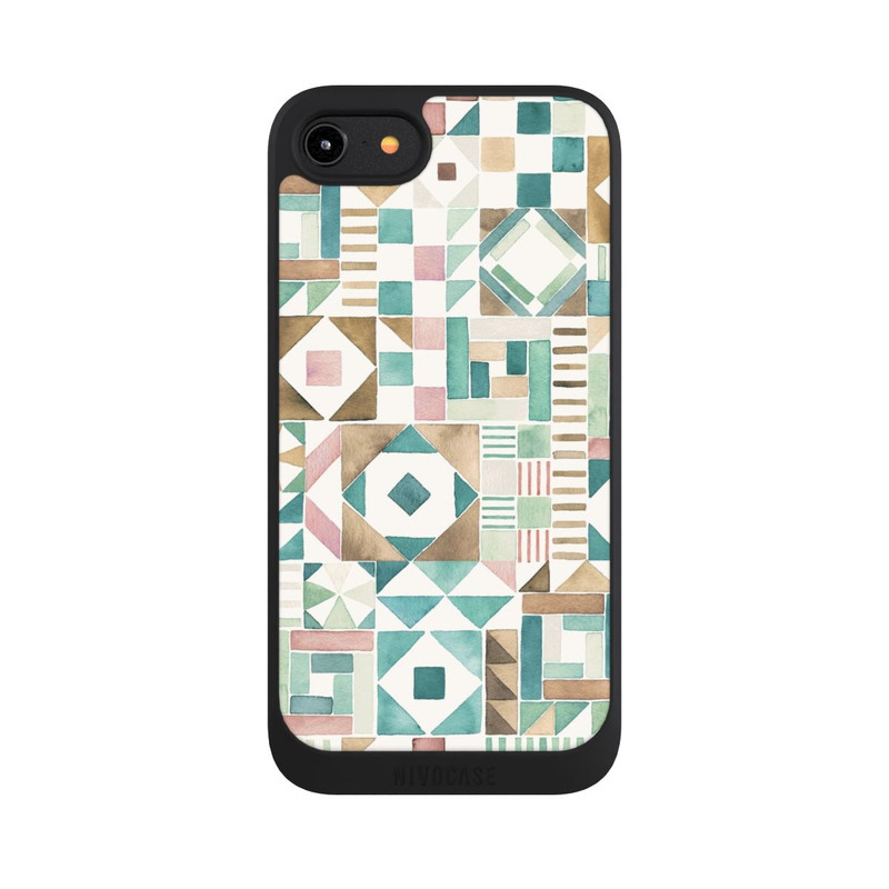 iPhone 7 NIVOpure Geometric Blocks Retro Vintage Patchwork Green