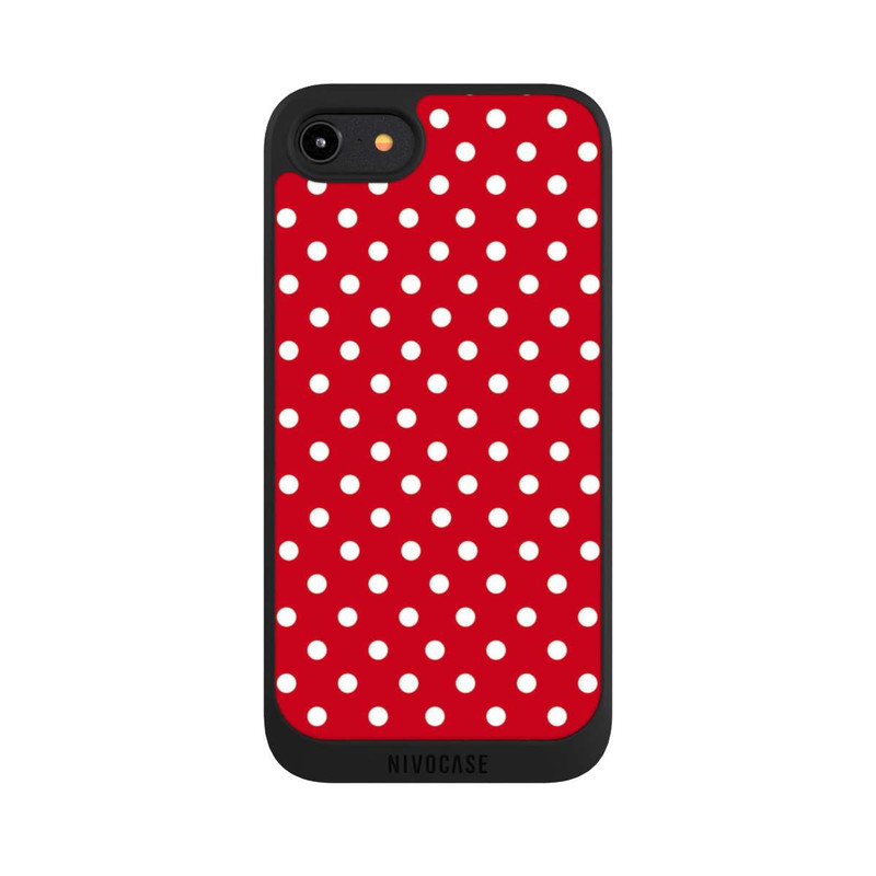 iPhone 8 NIVOpure Polka Dots Dunkelrot und Weiß