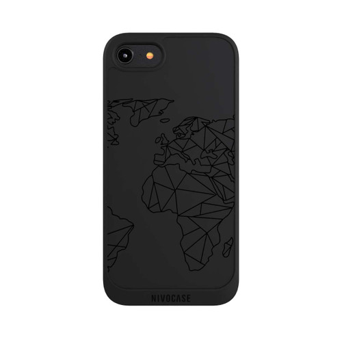 Apple iPhone 8 NIVOpure Polygon Weltkarte Schwarz ohne Hintergrund