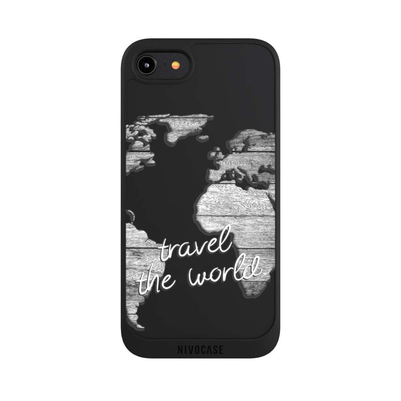 iPhone 8 NIVOpure Worldmap Wood Transparent
