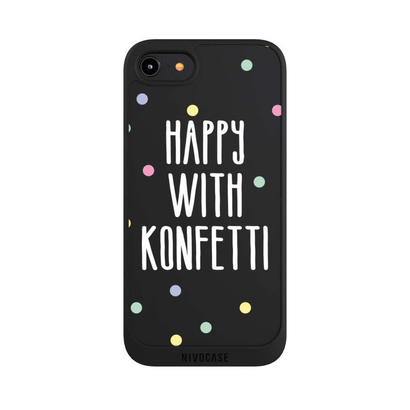 iPhone 8 NIVOpure Happy with Konfetti White ohne Hintergrund