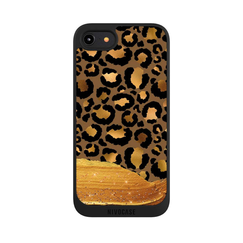 iPhone 8 NIVOpure Look pailleté léopard doré foncé