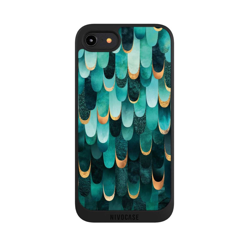 iPhone 8 NIVOpure Imprimé or turquoise à plumes