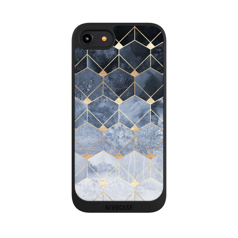 iPhone 8 NIVOpure Impression Or Hexagones Bleus Et Diamants