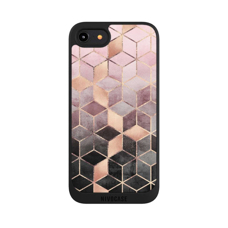 iPhone 8 NIVOpure Imprimé Cubes Dégradés Gris Rose