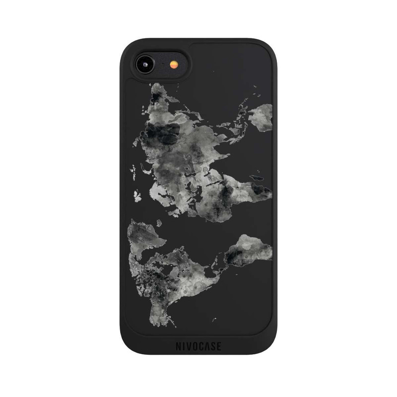 iPhone 8 NIVOpure World Map Black Transparent