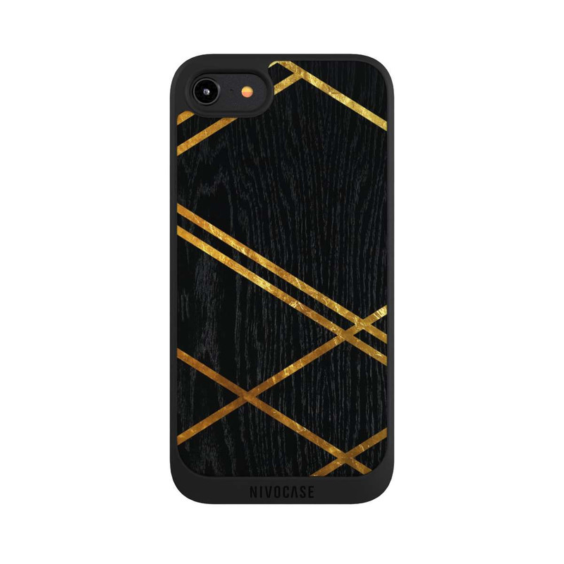 iPhone 8 NIVOpure Noir Motif géométrique Rayures dorées