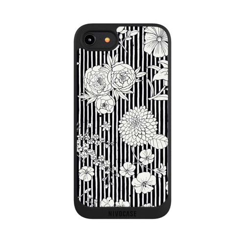Apple iPhone 8 NIVOpure Blumen und Streifen Schwarz und Weiß