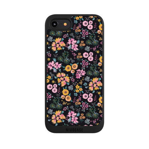 Apple iPhone 8 NIVOpure Kleine bunte Blumen Schwarz 2