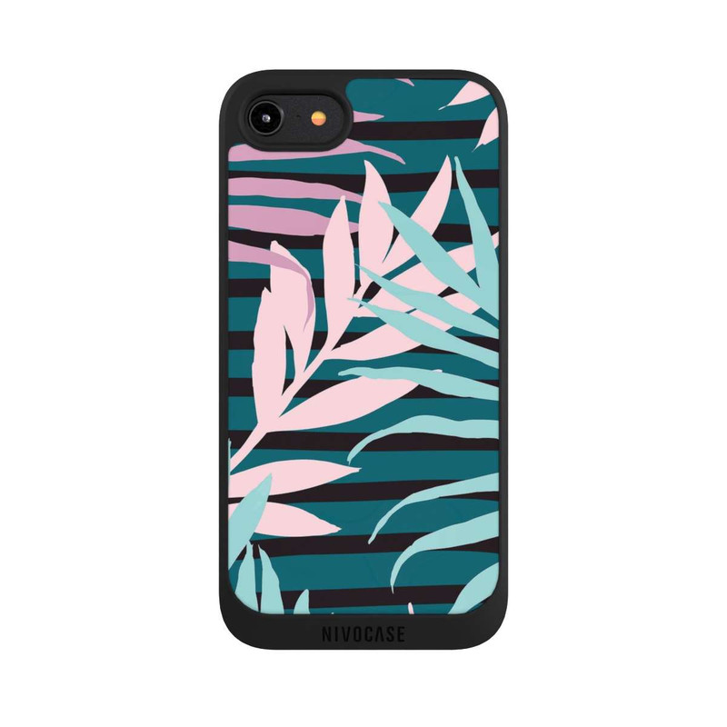 iPhone 8 NIVOpure Pastel Jungle Leaves Pink Teal Seamless