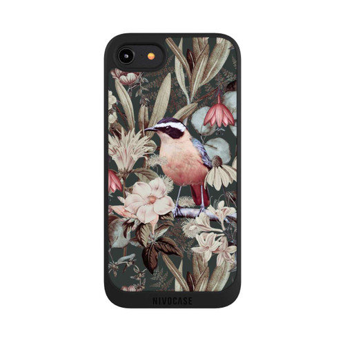 Apple iPhone 8 NIVOpure Orangefarbener Vogel im Vintage Blumenmuster