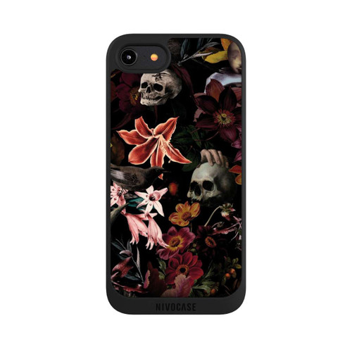 Apple iPhone 8 NIVOpure Totenköpfe und Blumen auf dunklem Hintergrund